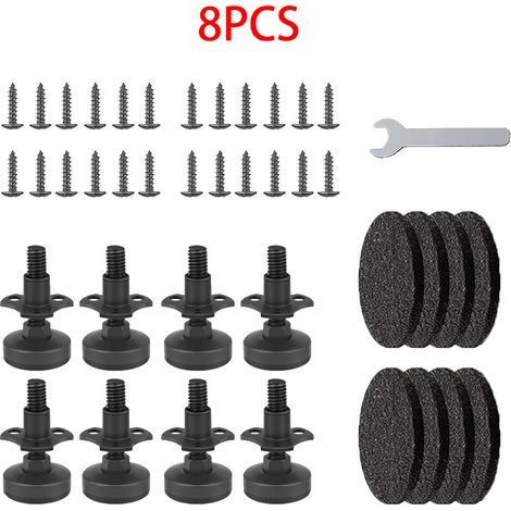 Lot de 8 écrous à griffes réglables (filetage 3/8-16) – Vérins de mise à niveau / Pieds de table – Convient aux canapés, meubles et tables – Inclut 24 vis, 8 patins en feutre et petits écrous – Vérins (1/5)
