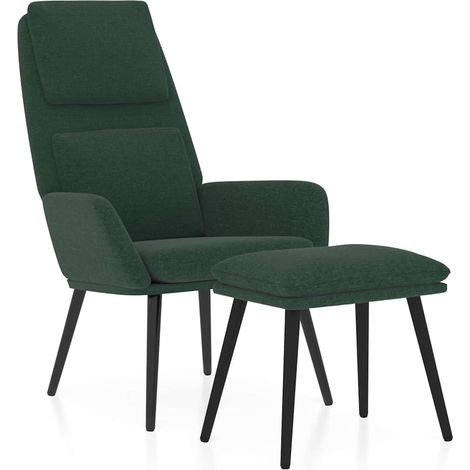 Maison Exclusive - Poltrona Relax con Poggiapiedi Verde Scuro in Tessuto (1/5)