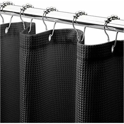 Waffle-textured shower curtain 180 x 210 cm – Durable polyester fabric, elegant textured pattern, ideal for a modern bathroom