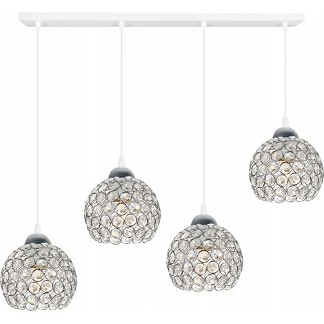 LAMPE SUSPENDU CHROMÉE LUSTRE PLAFONNIER LED CRISTAUX (1/5)