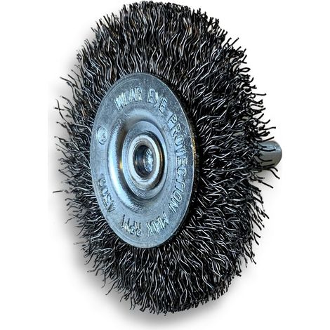 Brosse circulaire métallique sur tige Ø 60 mm Fil acier dur - Quantité x 1 - Ø 60 mm - Ep. 8 mm - Acier dur (1/5)