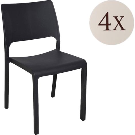 Dmora - Set di 4 sedie da esterno Ancona, Seduta da giardino, Per indoor o outdoor, Impilabile, Made in Italy, 47x53 h82 cm, Antracite