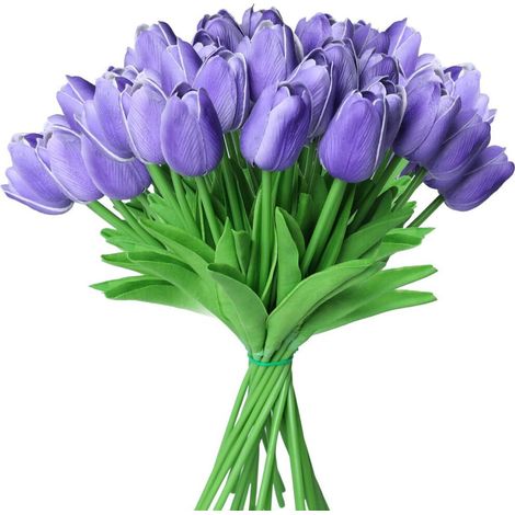 Tulipanes artificiales rosas: paquete de 10 tulipanes rosas de rayón con tallos, ideales para la decoración del hogar, bodas, hoteles y oficinas.