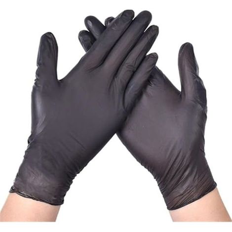 100pcs gants en nitrile – HAWUJ – Gants noirs sans poudre – Pour cuisine, nettoyage et soins alimentaires – Taille grande (1/5)