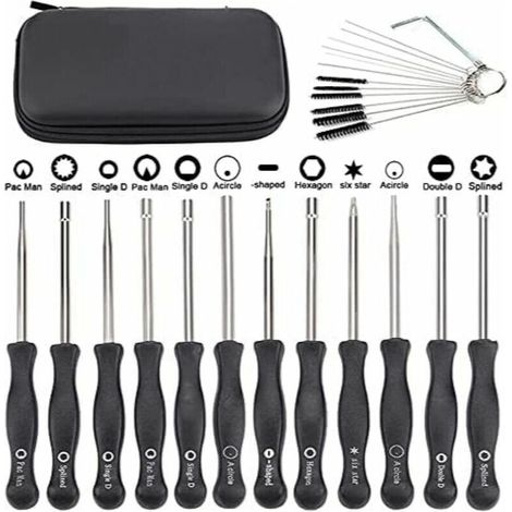 Lot de 12 tournevis pour ajuster les carburateurs des petits moteurs Echo et STIHL, avec brosse et kit d'outils de nettoyage. (1/4)