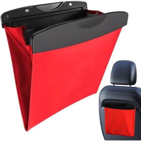 Poubelle De Voiture Poubelle Étanche Pour Siège Arrière Organisateur De Voiture Multifonctionnel Accessoires Intérieurs Pour Camions, Bateaux, Taxis, Poubelle Compacte Pour Véhicules Et Voyages Rouge (1/5)