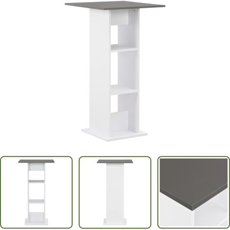Table de salle à manger - Table de bar Blanc et gris anthracite 60x60x110 cm (1/5)