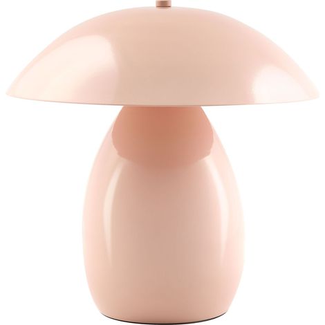 Lampada da tavolo moderna con paralume in ferr30 cm, a forma di fungo rosa pastello Sigi