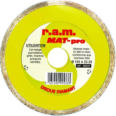Disque diamant MAT-PRO diamètre 125 x 1,6 mm pour tronçonnage - Ram