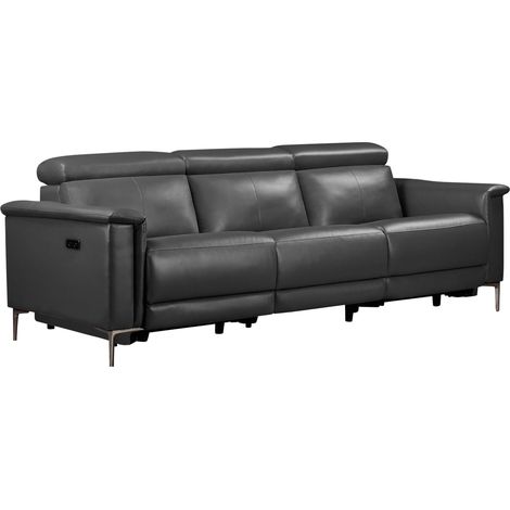 Lund-Canapé 3 places avec 2 fauteuils électriques en PU gris (1/5)
