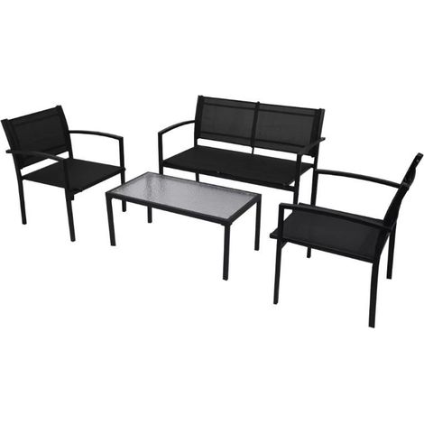 Salon de jardin 1 banc métal noir Groove (1/5)
