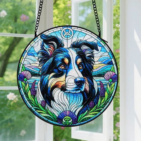20cm Suspension en Vitrail, Attrape-Soleil Artistique Élégant Unique pour Porte Intérieur, Cadeau Anniversaire, Fête des Pères (1/5)