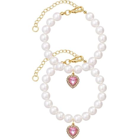 Collar de perlas para gatos y perros, elegante y adorable, accesorio ajustable para cachorros y gatos pequeños, 1 unidad (rosa, M)