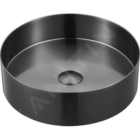 Lavabo AURUM en acier inoxydable, dia. 38 cm, drain compris, bronze à canon (1/5)
