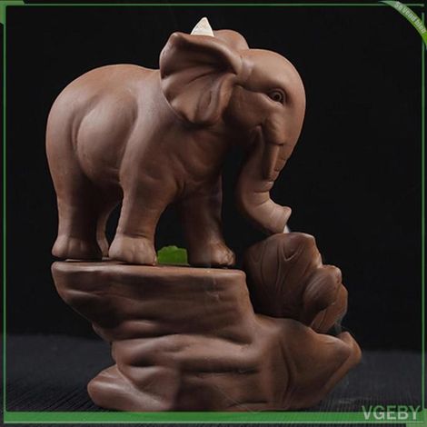 Brûleur d'encens à reflux - FAFEICY - Éléphant mignon - Céramique émaillée - Intérieur - Design unique (1/5)