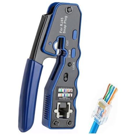 Pince à sertir cosse,Pince à sertir RJ45, Testeur de Réseau, Pince à dénuder, Installation Professionnelle de Réseau,Pince à Sertir Outil Sertissage RJ45 Pince Sertir Traverser Pour Réseau Ethernet RJ (1/5)