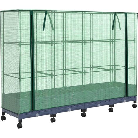 Gartenplanter mit Gewächshausabdeckung und Rädern 4 Stk. PP vidaXL