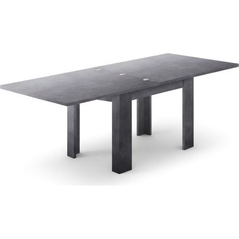 Dmora - Tavolo allungabile Airin, Consolle ausiliare da cucina, Tavolo allungabile, 100% Made in Italy, cm 90x90h75, Ardesia (1/5)