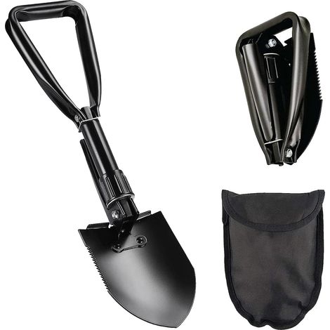 BEBUSINGOTO Pelle pliante multifonction noire avec sac de transport (1/5)