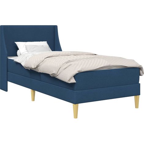 Bettgestell mit Matratze mit Kopfteil Blau 80x 200 cm Polyester vidaXL