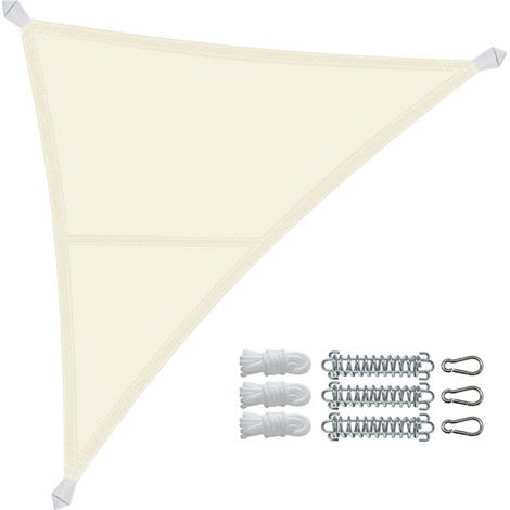 Voile d'ombrage Triangle Imperméable Auvent Protection en Polyester avec Kit de Montage Toile Ombrage Protection UV 95% Résistant et Respirant pour Jardin Terrasse et Balcon 3x3x3m Beige (1/5)