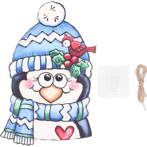 Décoration de Noël en bois - Lutin suspendu avec corde et crochet pour fenêtre, cheminée, porche - Panneau de porte MZ640:L (1/5)