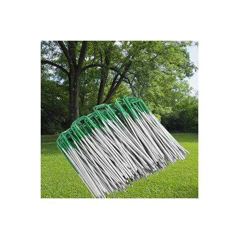 150 pièces,Piquet de pelouse semi vert en forme de U – Fixation pour bâche d’ombrage – Écologique et robuste (1/4)