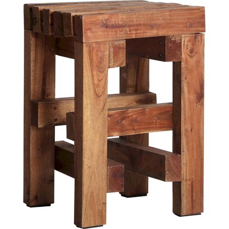 Tabouret ethnique Akviran en bois de mahogany - Bois acajou vieilli naturel (1/5)