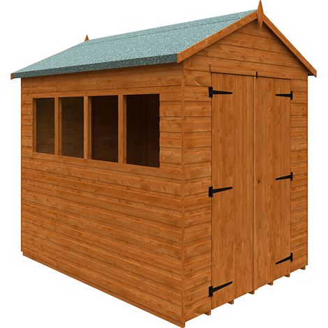 8 x 6 Feet Workshop 12mm Shed - Solid Wood/Softwood/Pine - L235 x W175 x H240.5 cm - Burnt Orange