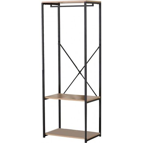 Vestiaire penderie 60x40x167 cm décor naturel et noir - ENORA (1/5)