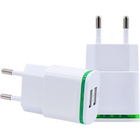 USB-Ladegerät, 2 Stück, 2,1 A, 5 V, 2 Anschlüsse, universeller LED-Ersatz für iPhone 11 XR X XS Max 8 7 6 6S Plus 5S, Samsung Galaxy/Note, Pad, Xiaomi-Telefon (1/5)