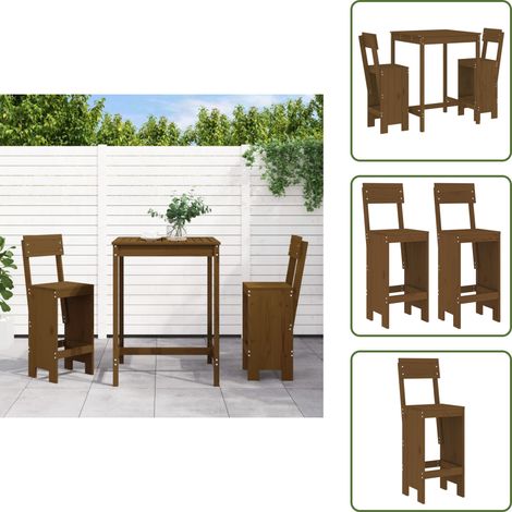 Set da bar - vidaXL Set Bar da Giardino 3 pz ambra in Legno Massello di Pino - Legno massello