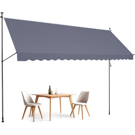 VEVOR 178 x 47" Patio Awning Retractable, Awning Sunshade Shelter with Manual Crank Handle, Outdoor Patio Canopy Sunsetter Deck, Adjustable Height from 86 to 122 in, for Patio/Balcony/Yard, Dark Gray (1/5)