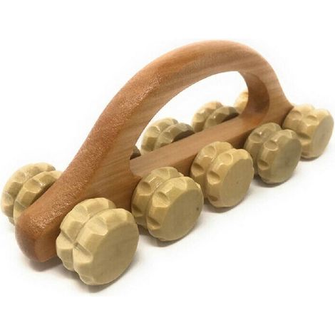 TRADE SHOP - Rullo Massaggiatore In Legno Per Massaggi Anticellulite Cervicale Schiena 69596 - (1/3)