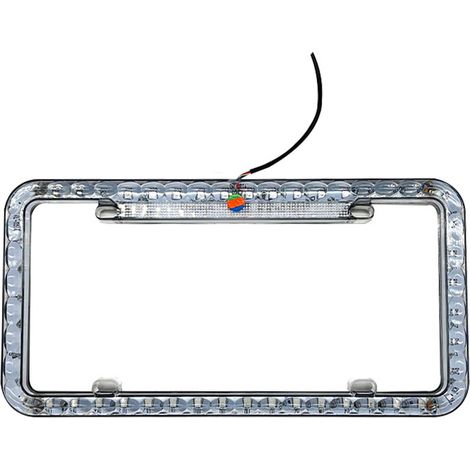 1 cadre de plaque d'immatriculation, éclairage LED intégré, 31,5 x 16,5 x 2 cm, 6 W, 12 V, blanc, pour tous véhicules (1/5)