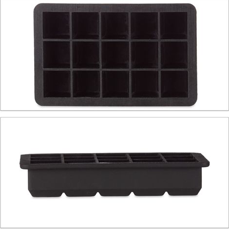 Vaschetta per cubetti di ghiaccio in silicone modulare 15 x 9,5 x 3 cm sformatura facile decorativa per bevande in silicone nero 130003601
