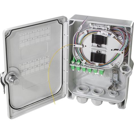 Boîtier de communication 24x LC/APC – Raccordement fibre optique FB124LC – Protection IP55 – Boîtier en plastique ABS robuste – Logilink (1/4)