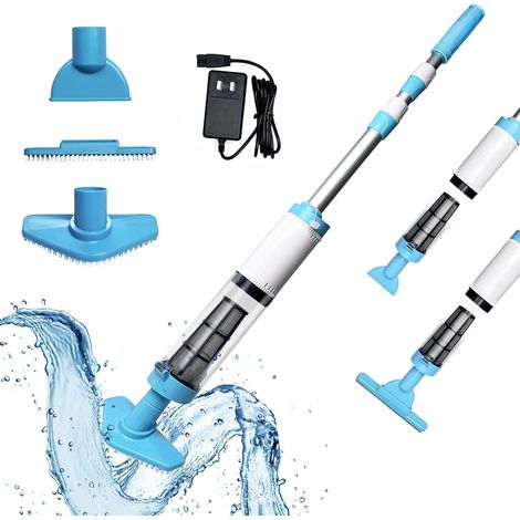 Brosse/nettoyeur/aspirateur de piscine, nettoyeur électrique 3 en 1 alimenté par batterie rechargeable, adapté aux piscines, jacuzzis et spas. (1/5)