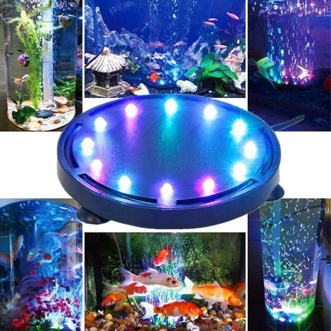 12 LED Lampe Bulle Aquarium Submersible, Lumière Colorée à Bulle d’Air Subemersible Lampe, 12.5cm LED Éclairage Décoration Lumière Colorée avec Bulle d’Air (1/4)