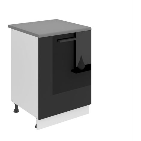 BELINI Meuble Cuisine Bas avec Plan de Travail SD I Meubles de Cuisine - Taille: 51,6 x 60 x 85 cm I Petit Meuble Cuisine - 1 Porte I Couleur : Noir très Brillant