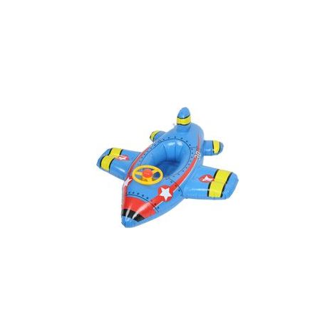 Bouée gonflable en forme d'avion, siège de natation gonflable en forme d'avion avec volant pour enfants, bleu
