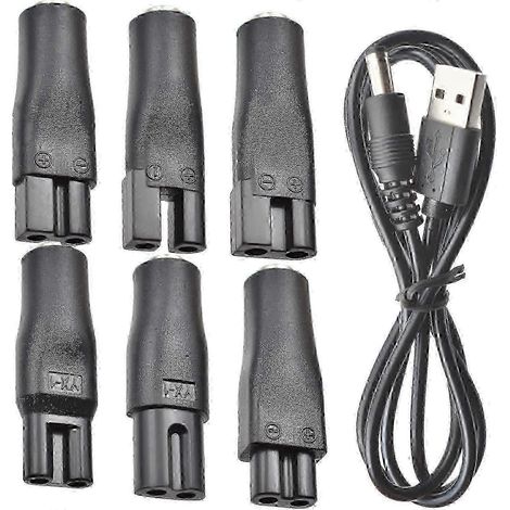 Câble d'alimentation USB 5V 7 pièces pour tondeuses à cheveux, barbe et rasoirs - Adaptateur de remplacement compatible appareils beauté (1/5)