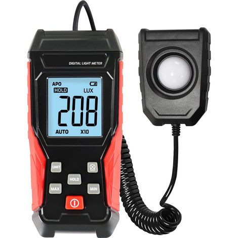 Photomètre Luxmètre Numérique Photomètre d'éclairement avec Capteur Rotatif à 360 degrés Plage de Mesure 0200000 Testeur de Luxmètre