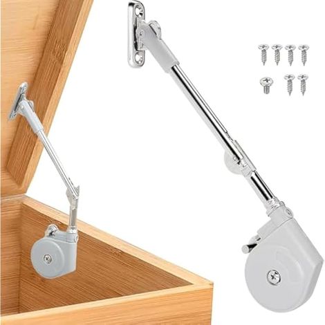 Charnières à fermeture douce pour coffre à jouets, maintien de couvercle à 105° avec amorti, charnières silencieuses et lentes, adaptées aux armoires, coffres à jouets et meubles, alliage de zinc dura (1/5)