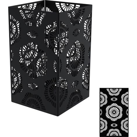 Photophore Carré Design - Motif Fleur Stylisée - Lanterne Bougie en Métal Noir Charbon - H 30 x 17,5 cm - Décoration Intérieur et Extérieur (1/5)