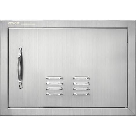 VEVOR Porta Accesso Cucina, Porta Cucina Esterna Singola 508x356x46 mm, Porta Reversibile da Incasso in Acciaio Inox, con Maniglia e Presa dearia, per Isola Barbecue, Armadio da Esterno