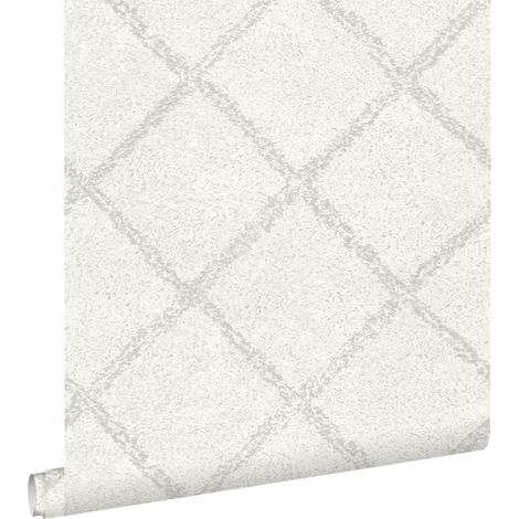 papier peint tapis oriental berber gris chaud clair et blanc mat - ESTAhome (1/5)