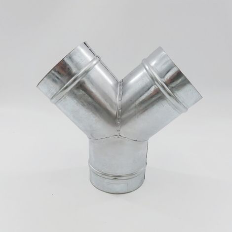 Irregular Y-shaped tee in galvanized sheet metal, 45-degree U-shaped tee in galvanized stainless steel, 100 spiral conduit (1/5)