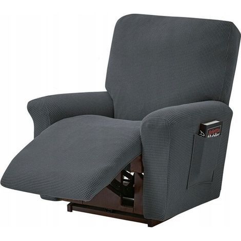 Sofabezüge, 4er-Set dehnbare Bezüge für Relaxsessel und Massagesessel, dunkelgrauer Jacquard (1/5)