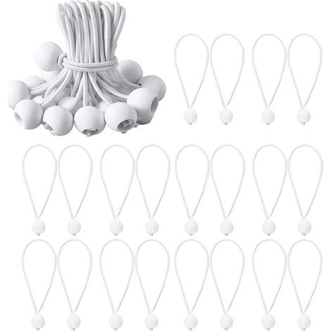 Set di 20 corde elastiche con estremità a sfera, cinghie di tensione resistenti alle intemperie, cinghie elastiche per esterni per teloni e tende da sole, per il campeggio (1/5)